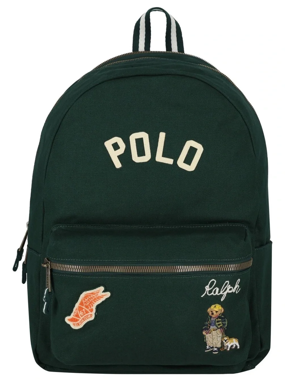 Polo by Ralph Lauren Dark Green Canvas Backpack with Embroidered Patches